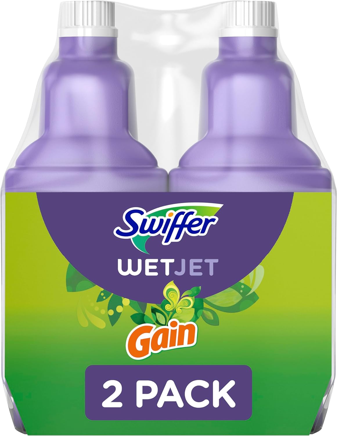 Swiffer WetJet Multi-Purpose and Hardwood Liquid Floor Cleaner Solution Refill, with Gain Scent (2 count, 42.2 fl oz each)