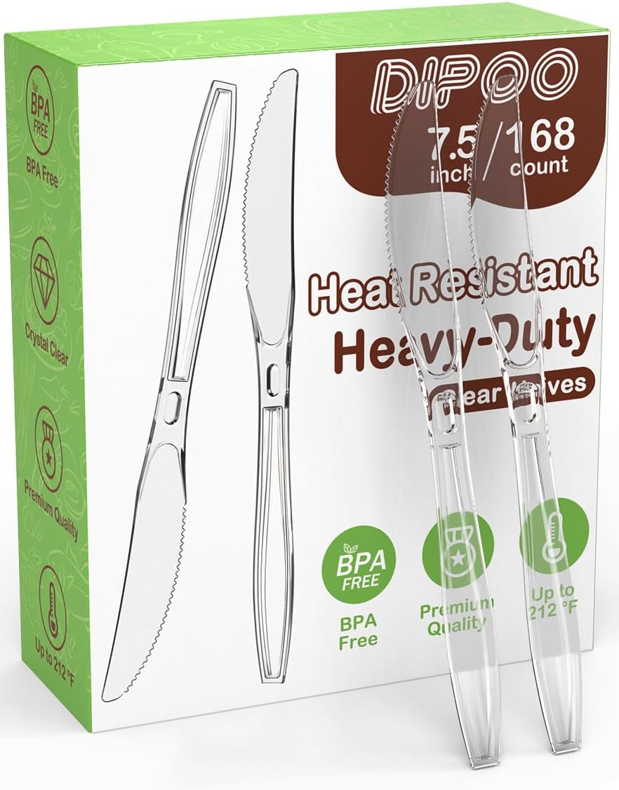 360 Count Plastic Silver Ware Heavy Duty, 120 Forks, 120 Spoons, 120 Knives, Heat Resistant & BPA Free Disposable SilverWare, Disposable Cutlery set, Premium Clear Utencils for Party Supply