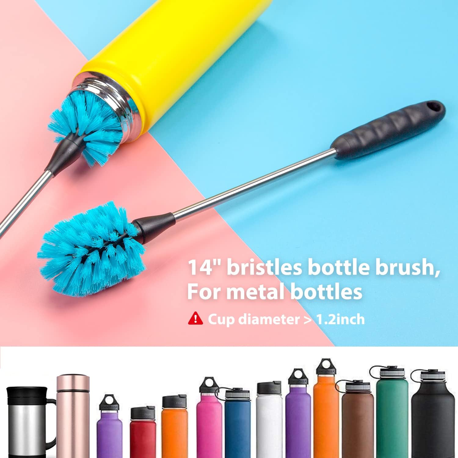 Holikme 8 Pack Bottle Brush Cleaning Set, Long Handle Bottle Cleaner for Washing Narrow Neck Beer Bottles Wine Decanter Narrow Cup Pipes Sinks Cup Cover, White