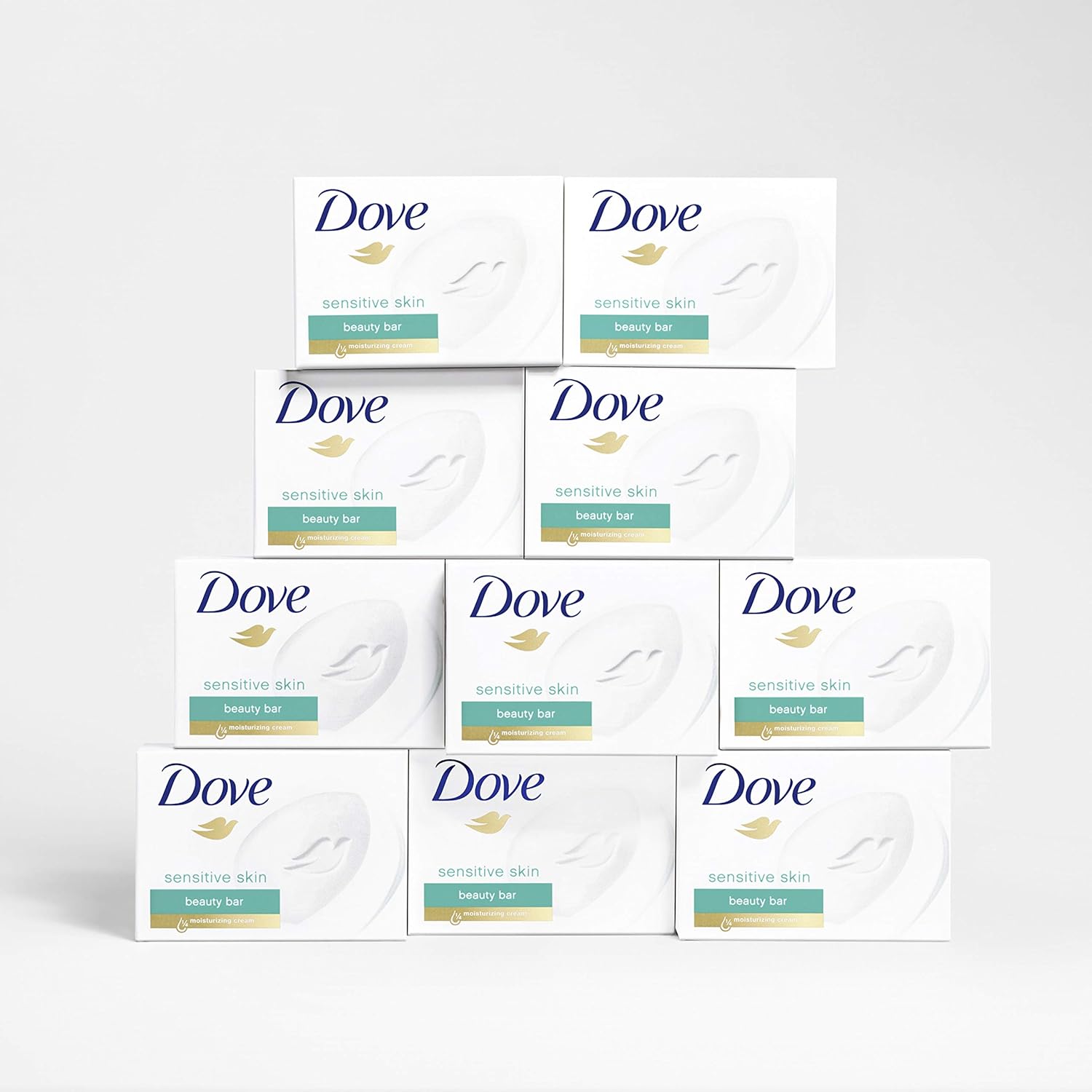 Dove Beauty Bar More Moisturizing Than Bar Soap for Softer Skin, Fragrance-Free, Hypoallergenic Beauty Bar Sensitive Skin With Gentle Cleanser 3.75 oz 14 Bars