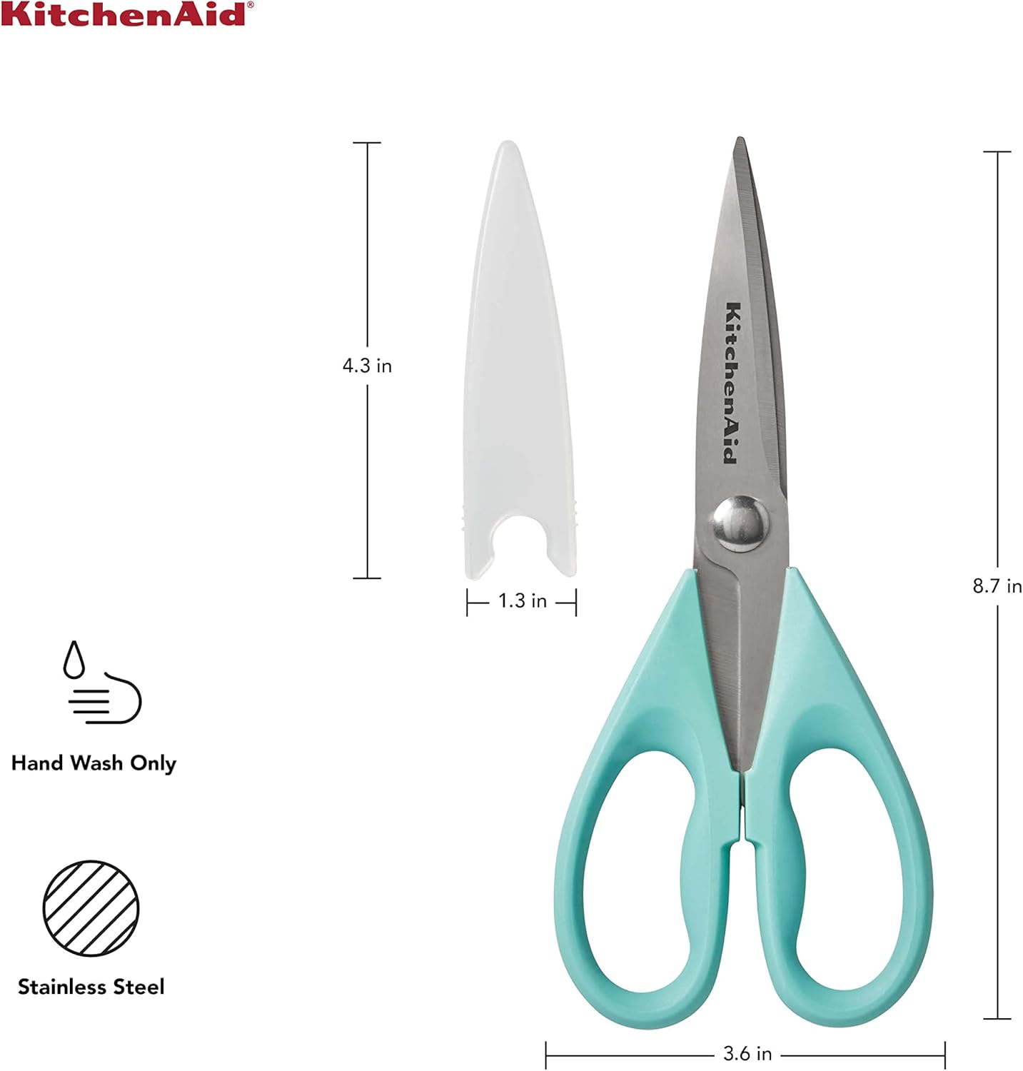 KitchenAid All Purpose Kitchen Shears with Protective Sheath for Everyday use, Dishwasher Safe Stainless Steel Scissors with Comfort Grip, 8.72-Inch, Black