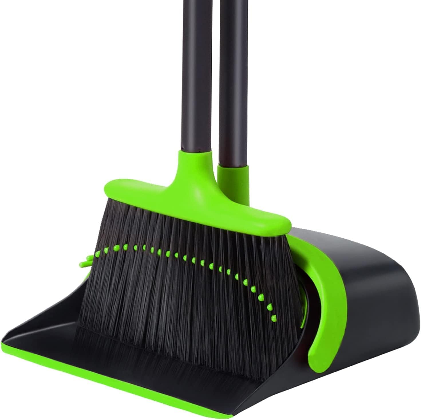 Broom with Dustpan Combo Set, Upgrade Broom and Dustpan Set for Home, 52'' Long Handle Broom and Dustpan Set, Standing Dustpan and Broom for Kitchen Office Lobby Floor