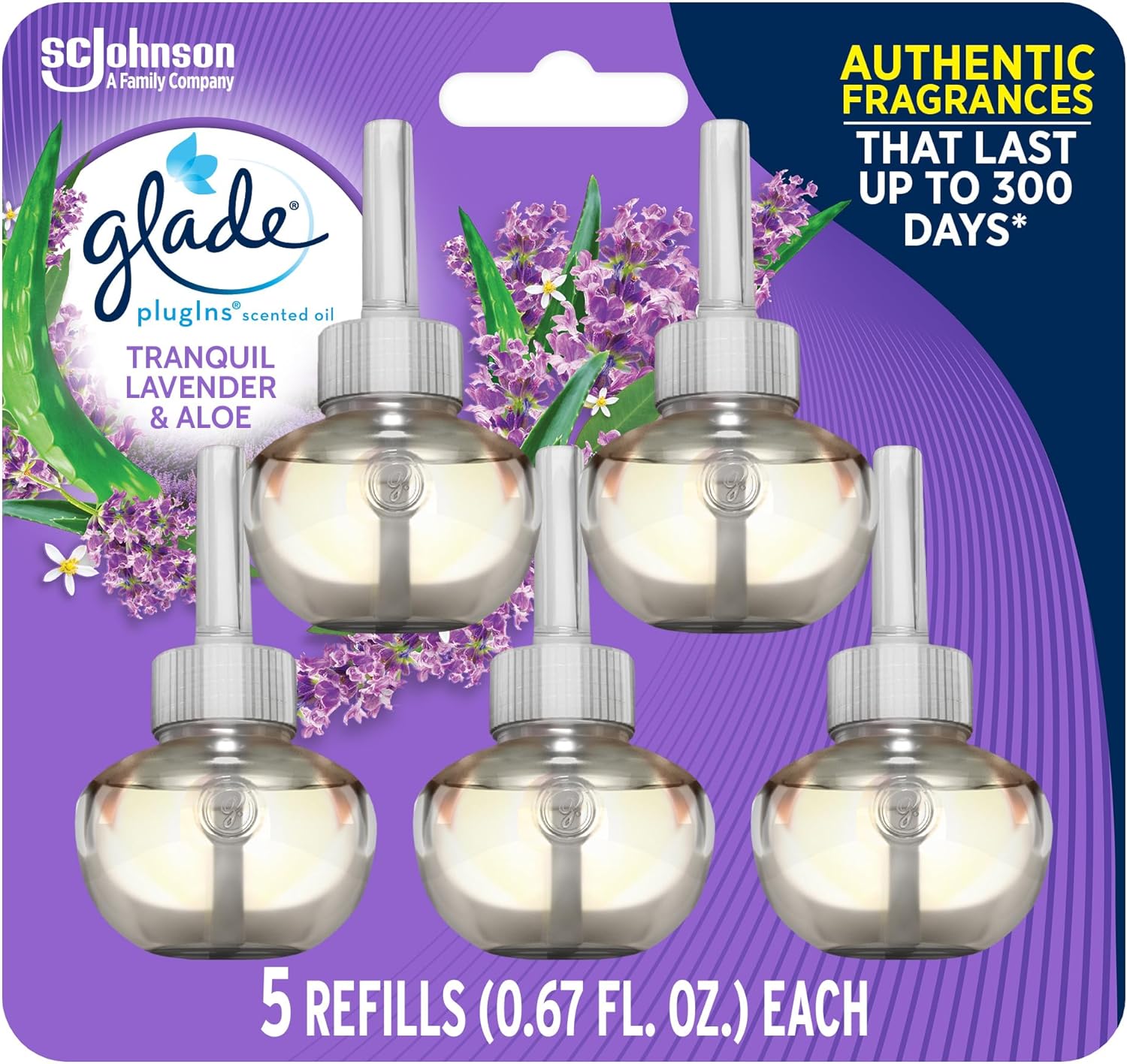 Glade PlugIns Refills Air Freshener, Scented and Essential Oils for Home and Bathroom, Apple Cinnamon, 3.35 Fl Oz, 5 Count