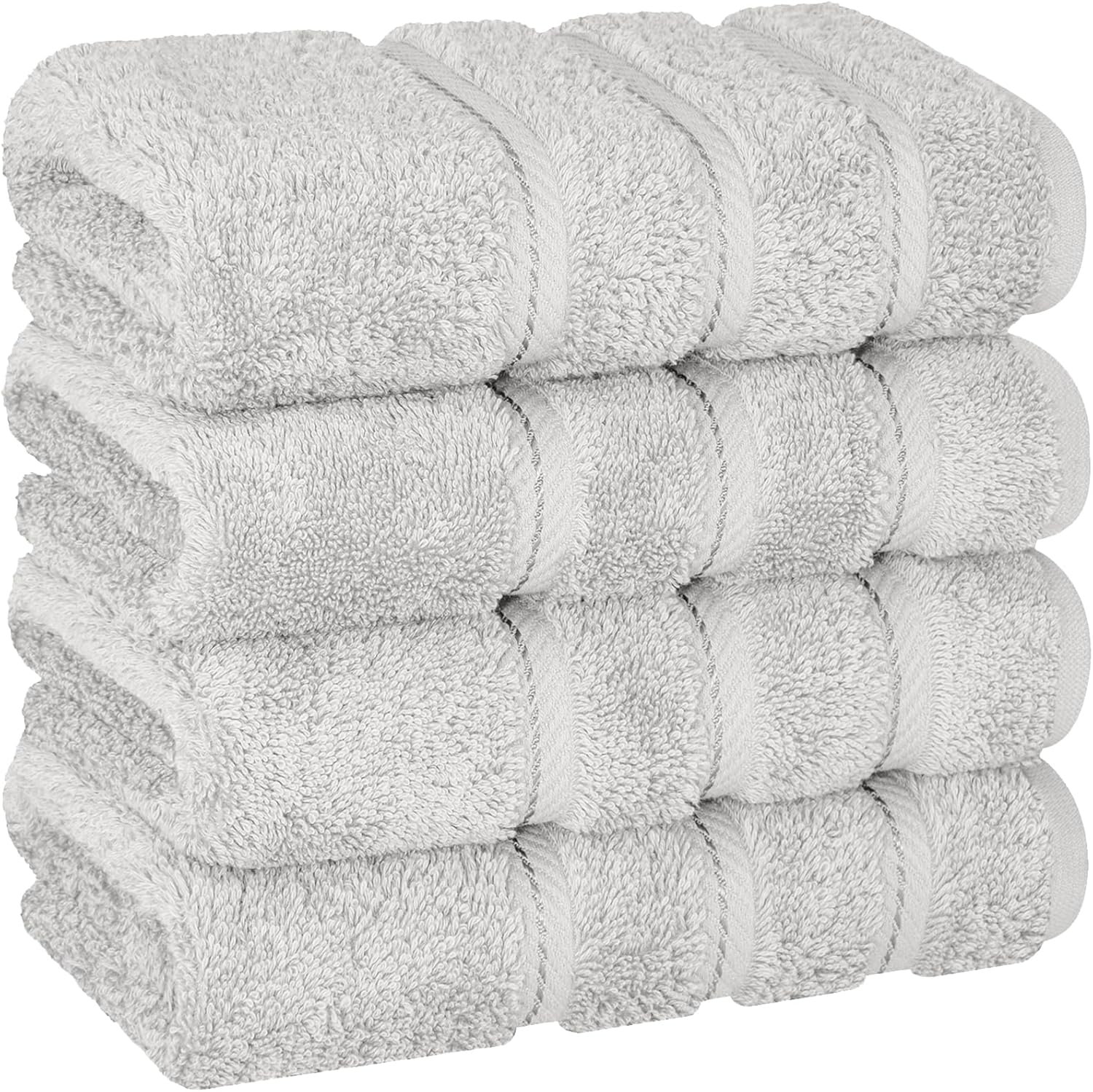 American Soft Linen Luxury 6 Piece Towel Set, 2 Bath Towels 2 Hand Towels 2 Washcloths, 100% Cotton Turkish Towels for Bathroom, Light Grey Towel Sets