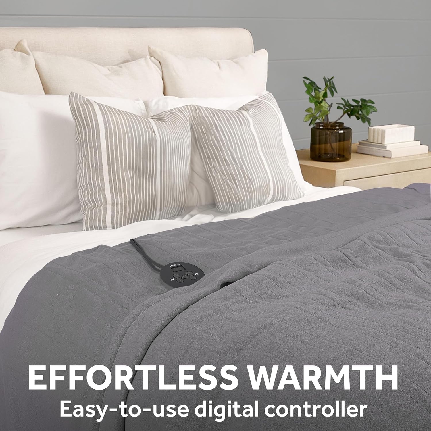 Sunbeam Royal Ultra Rodeen Blue Plaid Heated Personal Throw / Blanket, Cozy-Warm, Adjustable Heat Settings