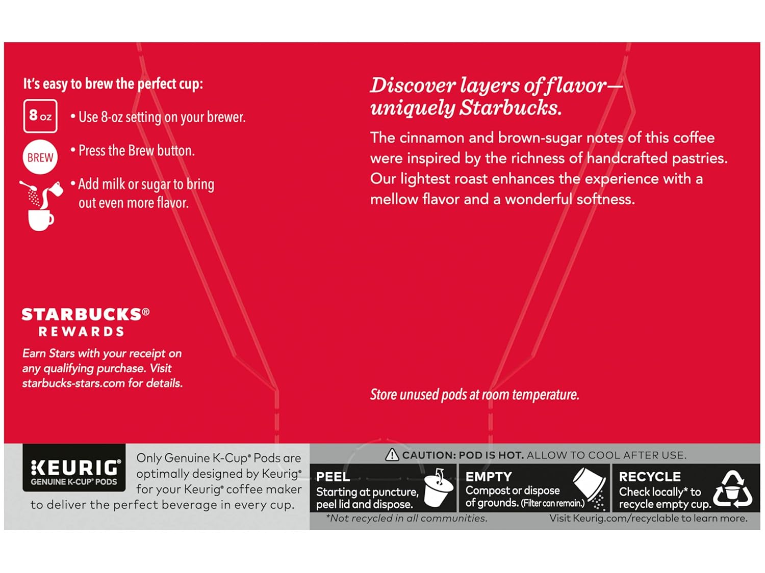 Starbucks K-Cup Coffee Pods, Starbucks Blonde Roast Coffee, Veranda Blend for Keurig Brewers, 100% Arabica, 6 boxes (60 pods total)