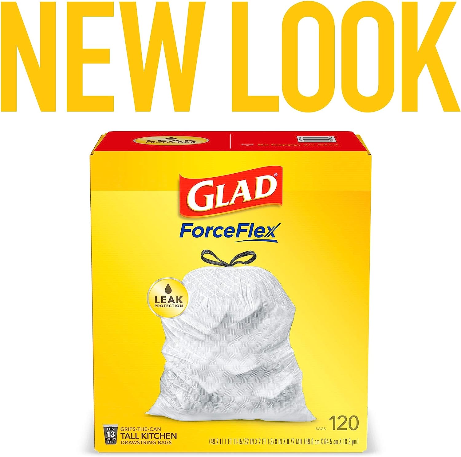 Glad Protection Series Force Flex Drawstring Fresh Clean Odor Shield 13 Gallon 1/110ct