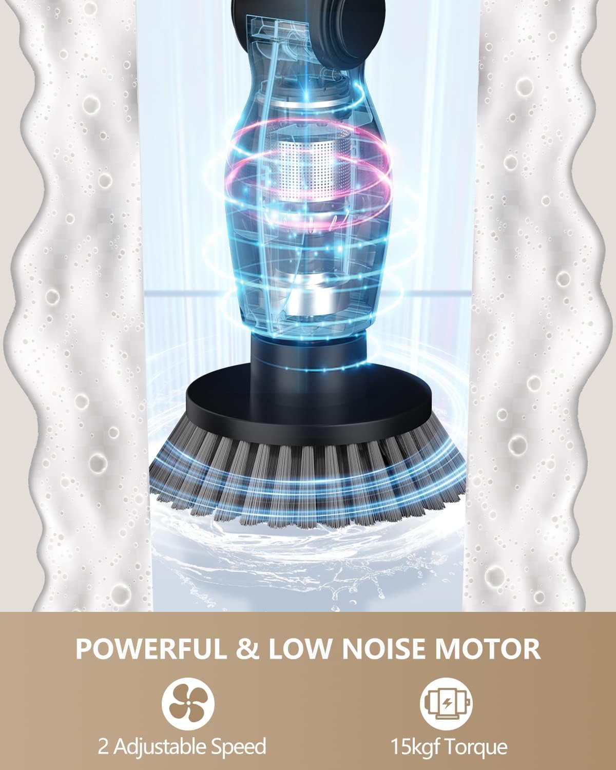 Leebein Electric Spin Scrubber, Cordless Cleaning Brush with 8 Replaceable Brush Heads, Tub and Floor Tile 360 Power Scrubber Dual Speed with Adjustable & Detachable Handle for Bathroom Kitchen Car