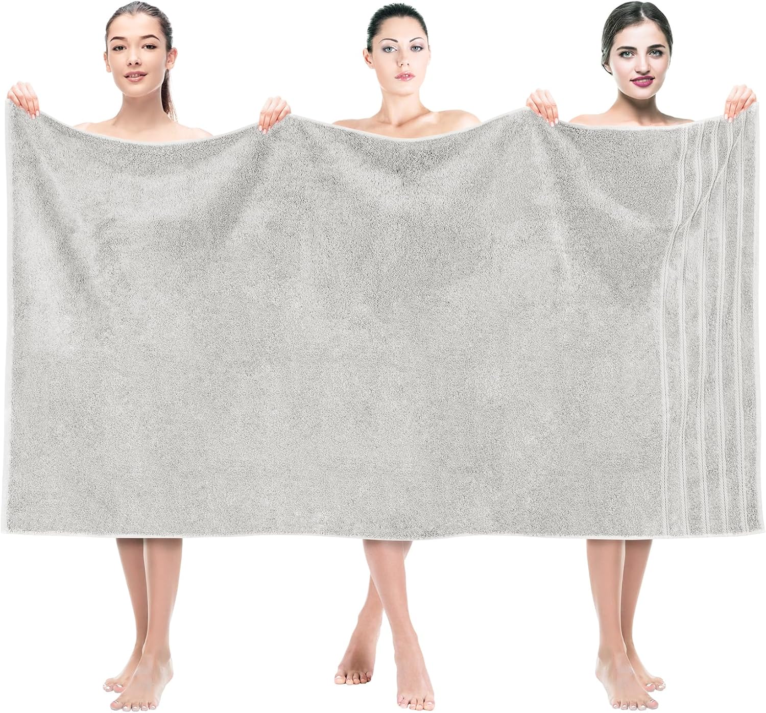 American Soft Linen Luxury 6 Piece Towel Set, 2 Bath Towels 2 Hand Towels 2 Washcloths, 100% Cotton Turkish Towels for Bathroom, Light Grey Towel Sets