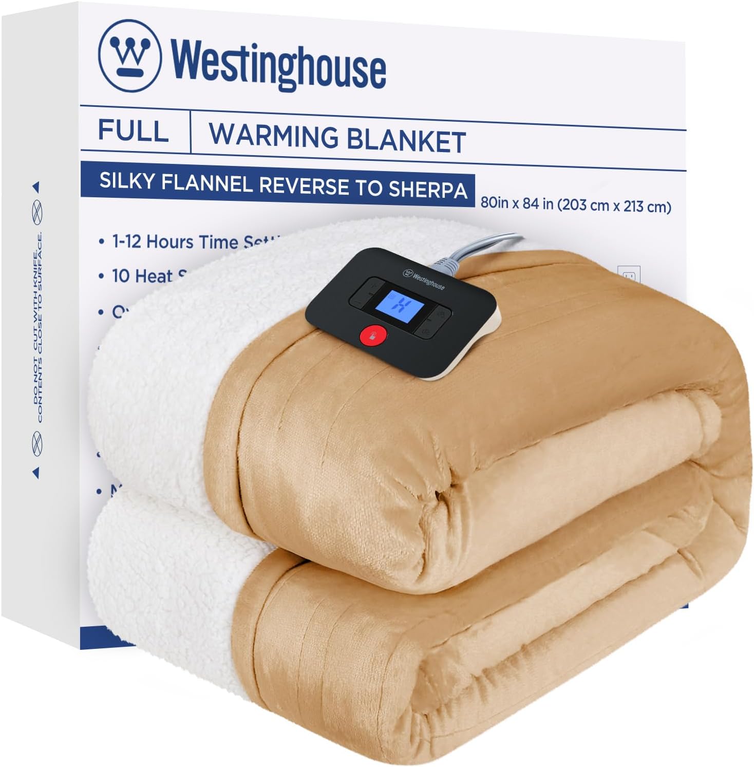 Westinghouse Heated Throw Blanket, Electric Blanket Throw with 6 Heating Levels and 2-10 Hours Time Settings, Flannel to Sherpa Super Cozy Heated Blanket Machine Washable, 50x60 inch, Charcoal
