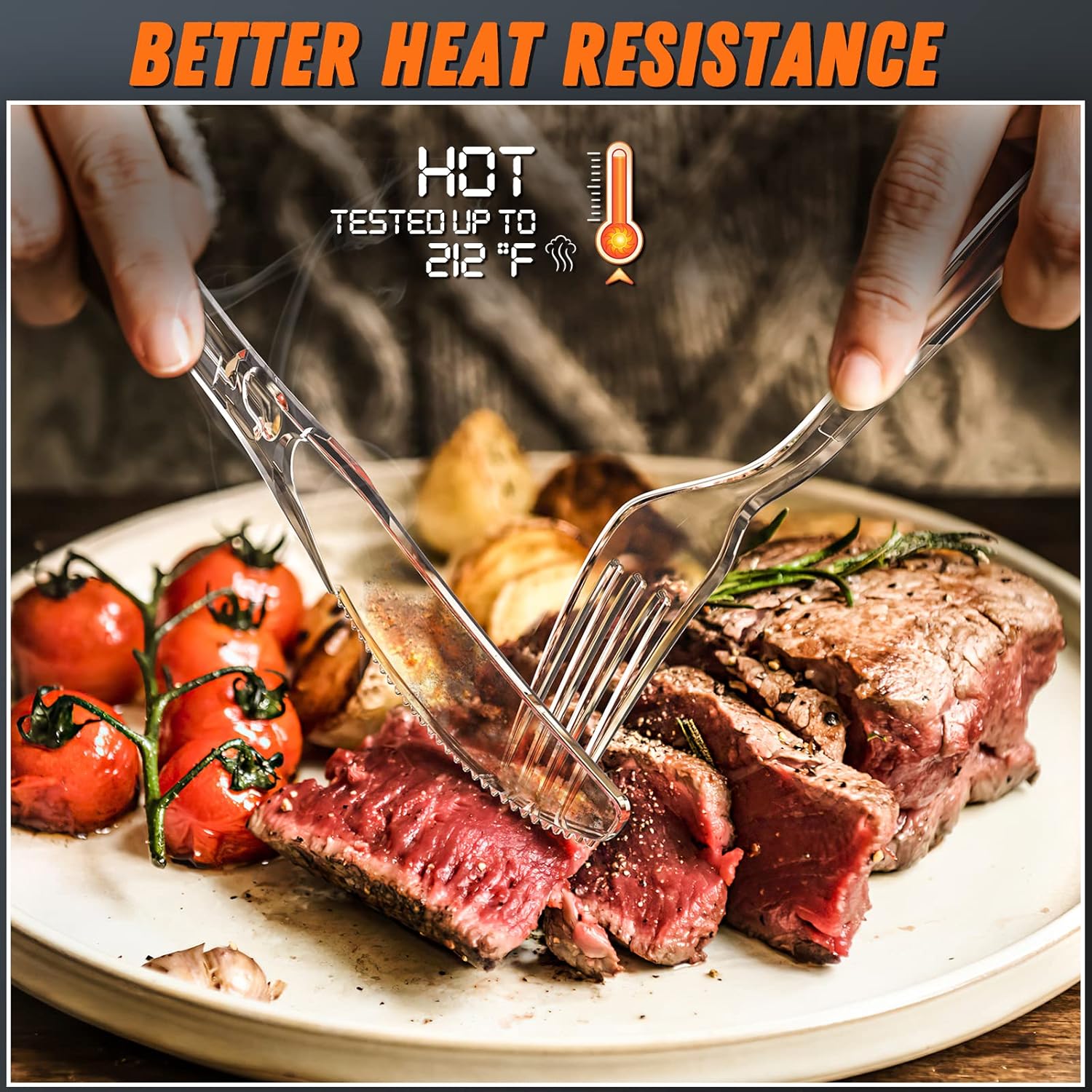 360 Count Plastic Silver Ware Heavy Duty, 120 Forks, 120 Spoons, 120 Knives, Heat Resistant & BPA Free Disposable SilverWare, Disposable Cutlery set, Premium Clear Utencils for Party Supply