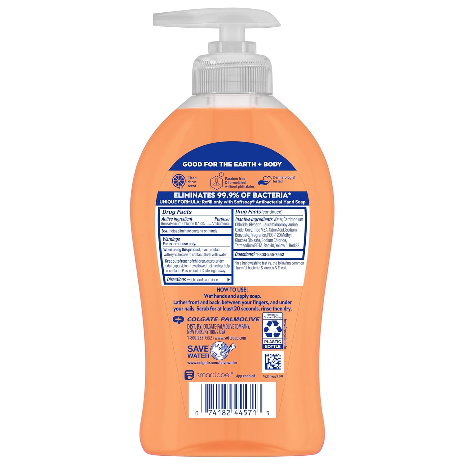 Softsoap Antibacterial Liquid Hand Soap, Fresh Citrus Scent Hand Soap, 11.25 Ounce, 6 Pack
