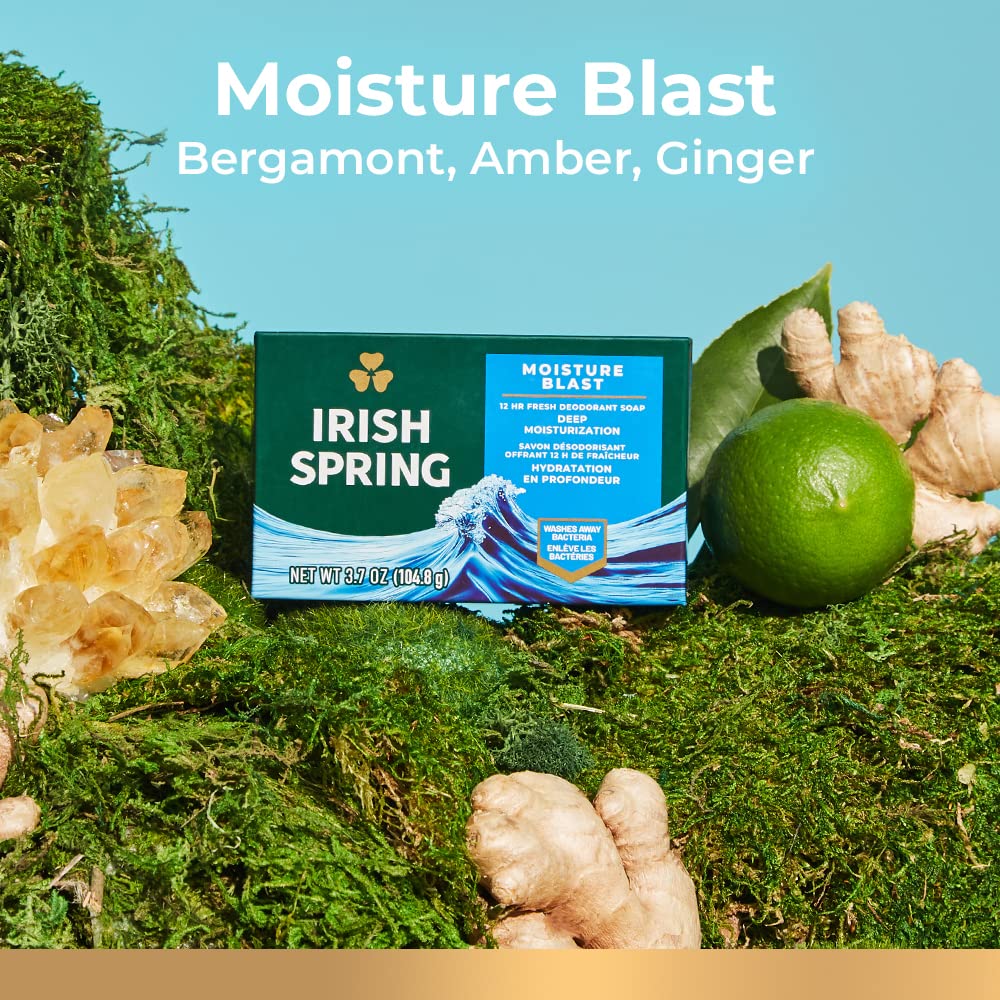 Irish Spring Bar Soap for Men, Original Clean, Smell Fresh and Clean for 12 Hours, Men Soap Bars for Washing Hands and Body, Mild for Skin, Recyclable Carton, 3.7 Ounce - 3 Count (Pack of 8)