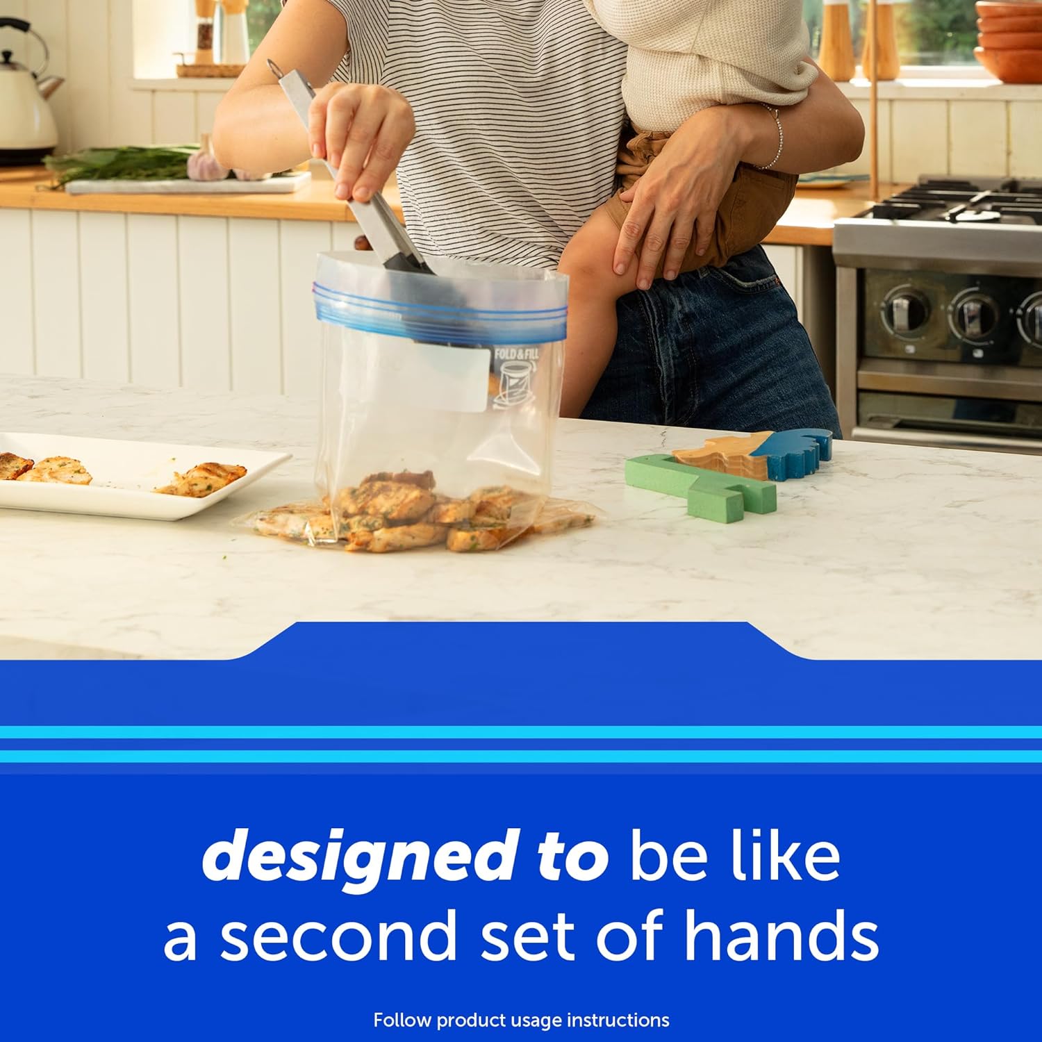 Ziploc Gallon Food Storage Freezer Bags, Stay Open Design with Stand-Up Bottom, Easy to Fill, 28 Count