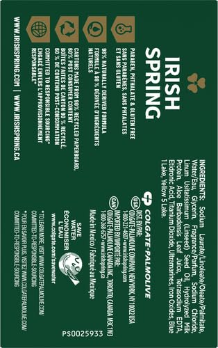 Irish Spring Bar Soap for Men, Original Clean, Smell Fresh and Clean for 12 Hours, Men Soap Bars for Washing Hands and Body, Mild for Skin, Recyclable Carton, 3.7 Ounce - 3 Count (Pack of 8)