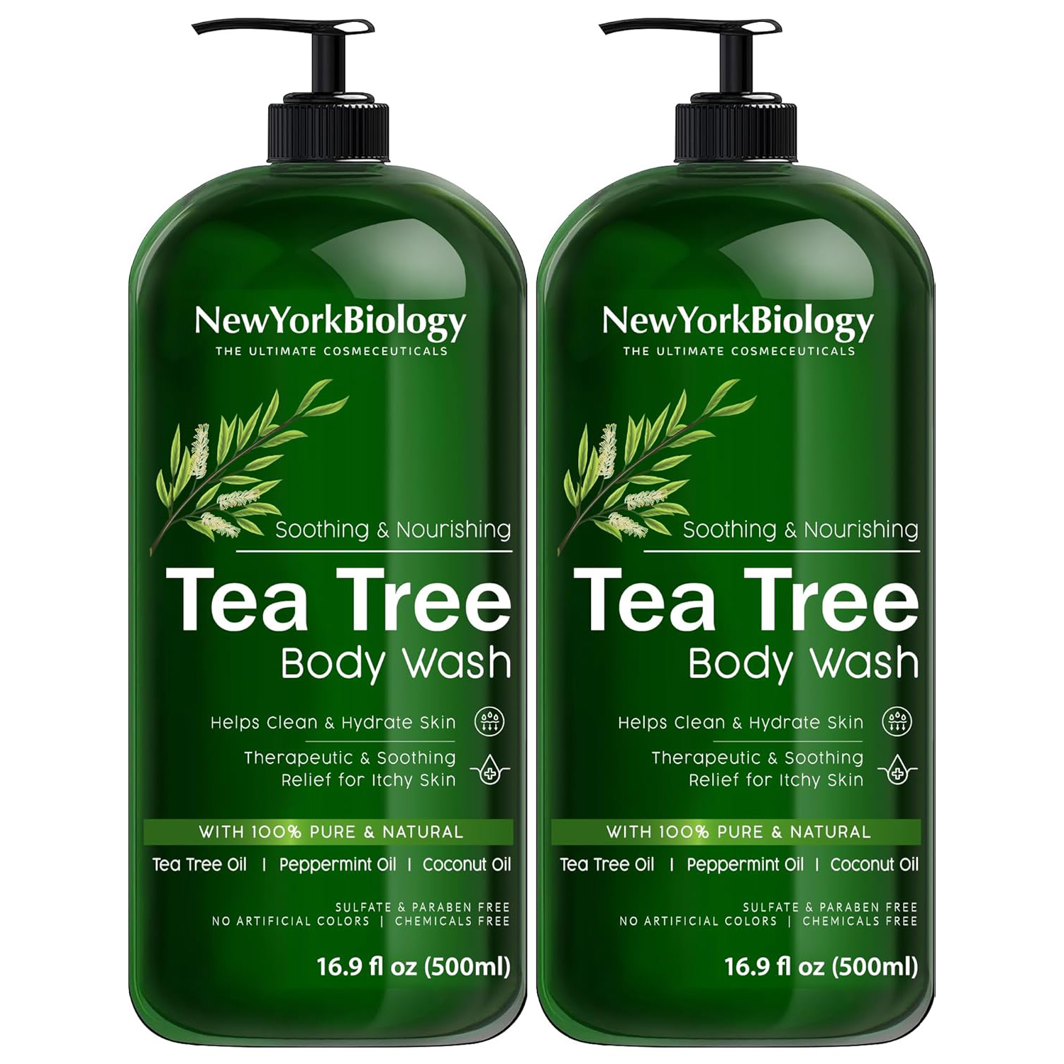 New York Biology Tea Tree Body Wash for Men and Women - Moisturizing Body Wash Helps Soothe Itchy Skin, Jock Itch, Athletes Foot, Nail Fungus, Eczema, Body Odor and Ringworm - 16.9 Fl Oz
