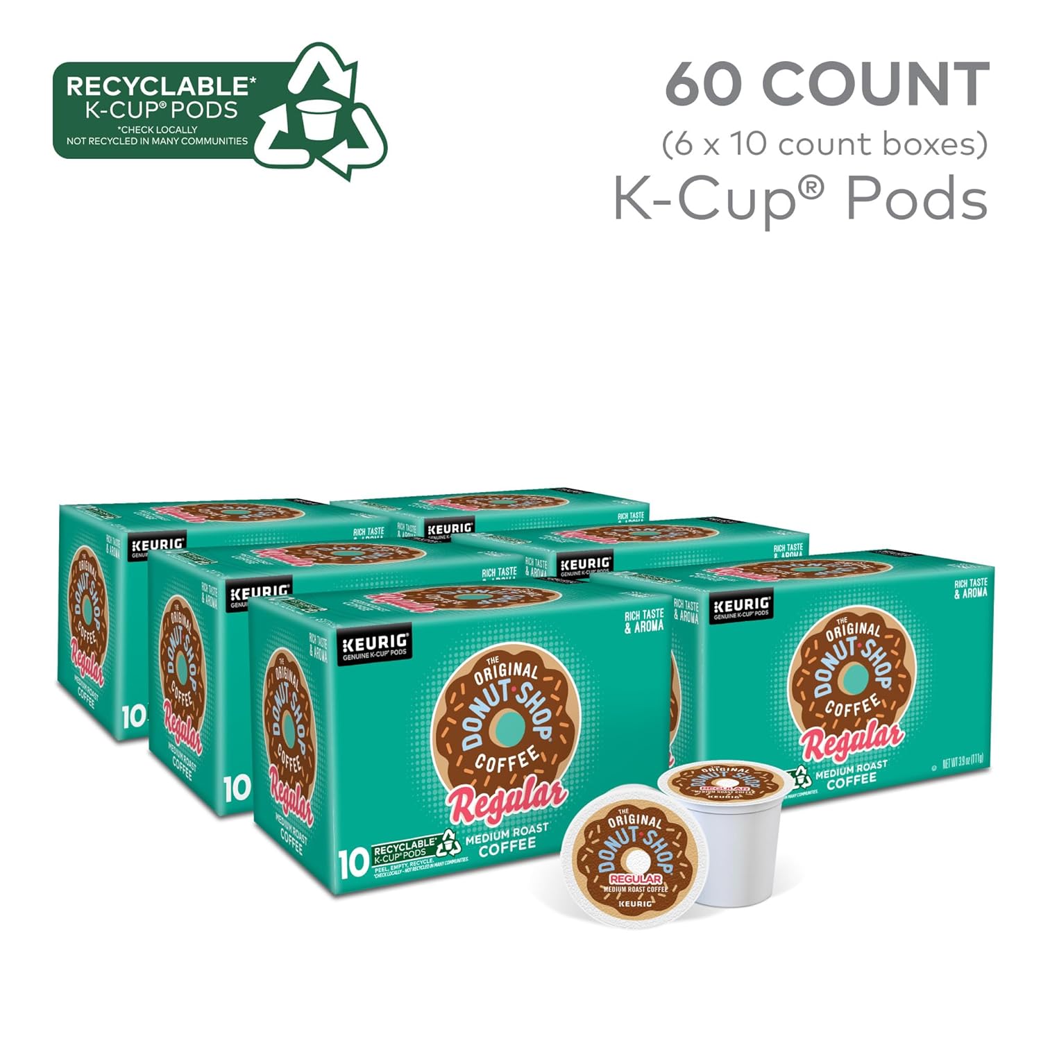 The Original Donut Shop Regular Keurig Single-Serve K-Cup Pods, Medium Roast Coffee, 96 Count