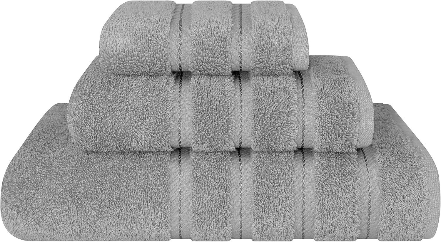 American Soft Linen Luxury 6 Piece Towel Set, 2 Bath Towels 2 Hand Towels 2 Washcloths, 100% Cotton Turkish Towels for Bathroom, Light Grey Towel Sets