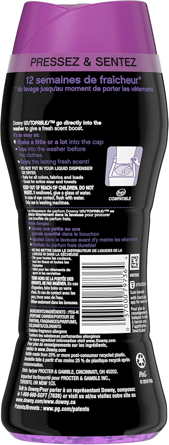 Downy Unstopables In Wash Scent Booster Beads, Fresh Scent, 24 oz, Downy Scent Booster Beads, Unstoppable Laundry Beads, Odor Protection