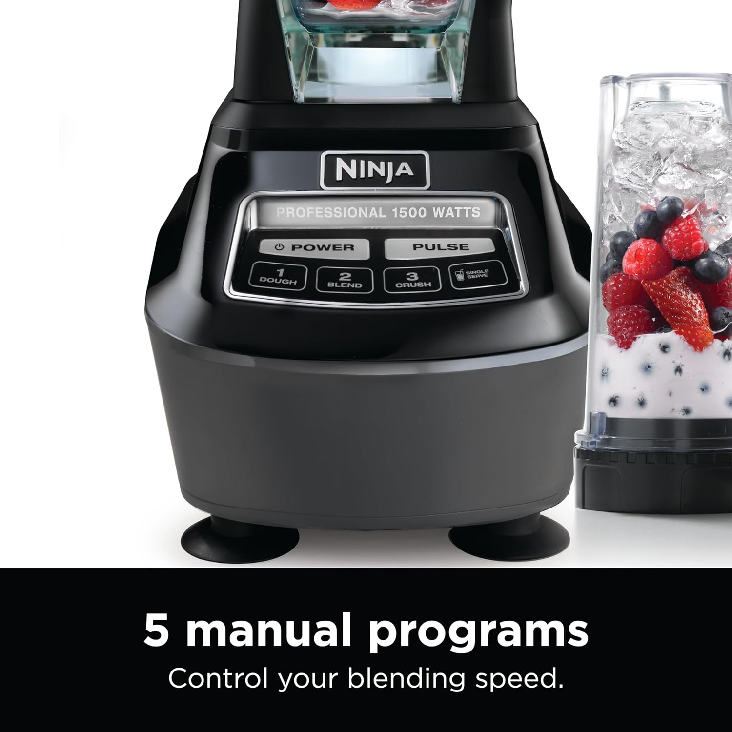 Ninja BL770 Mega Kitchen System, 1500W, 4 Functions for Smoothies, Processing, Dough, Drinks & More, with 72 Blender Pitcher, 64 Processor Bowl, (2) 16-oz. to-Go, Black, with 2 Nutri Cups + Lids