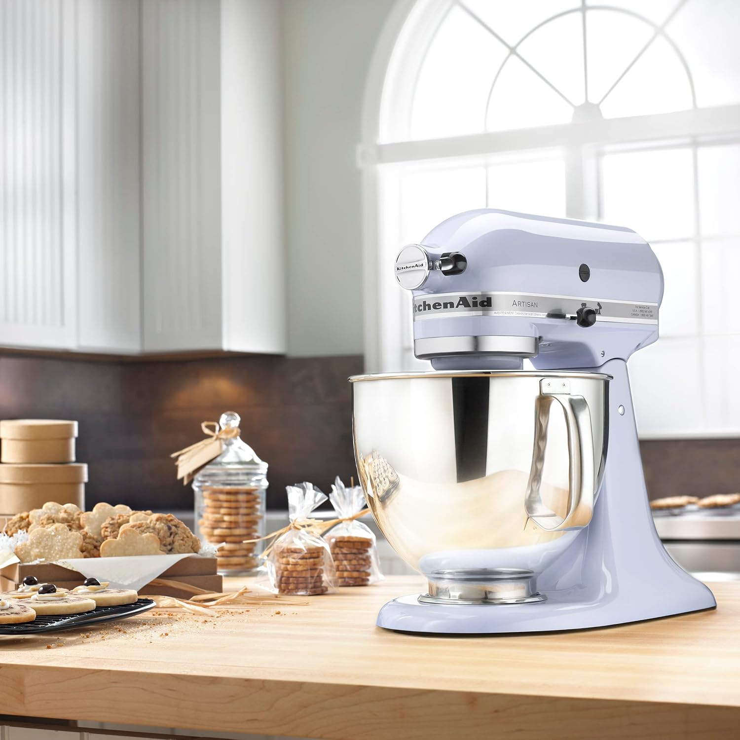 KitchenAid Artisan Series 5 Quart Tilt Head Stand Mixer with Pouring Shield KSM150PS, Removable bowl, Aqua Sky