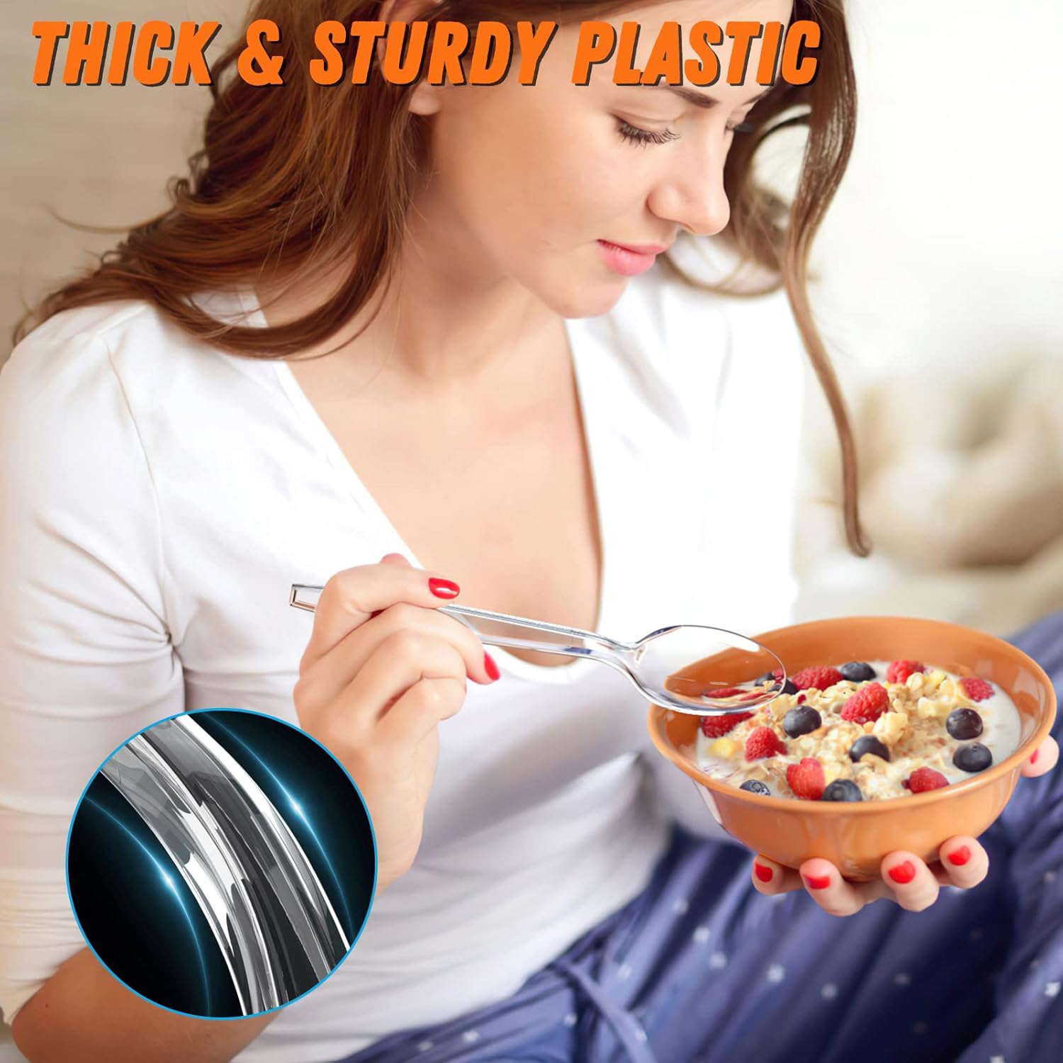 360 Count Plastic Silver Ware Heavy Duty, 120 Forks, 120 Spoons, 120 Knives, Heat Resistant & BPA Free Disposable SilverWare, Disposable Cutlery set, Premium Clear Utencils for Party Supply