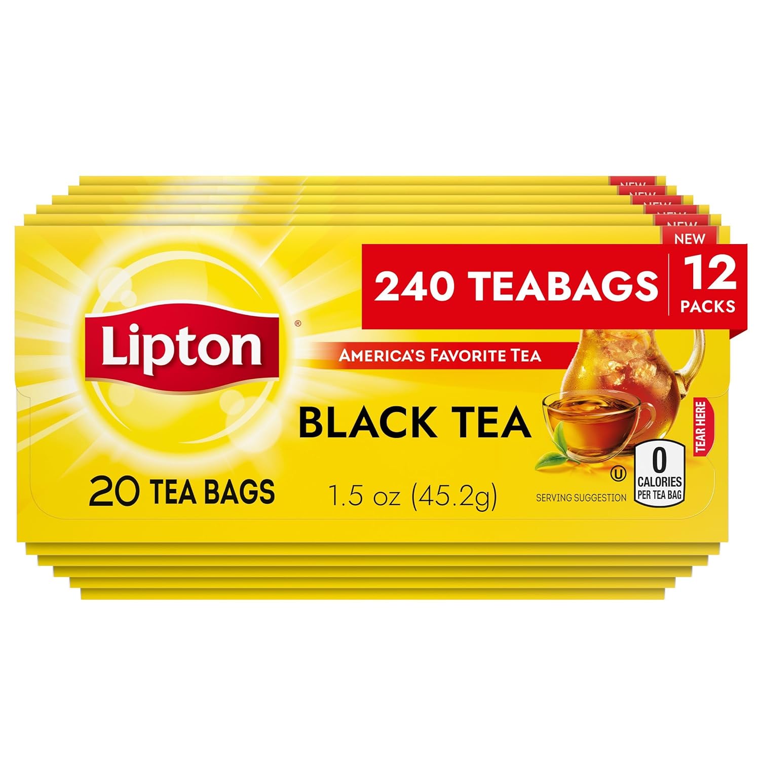 Lipton Tea Bags, Black Tea, Iced or Hot Tea, Can Support Heart Health, 100 Total Tea Bags