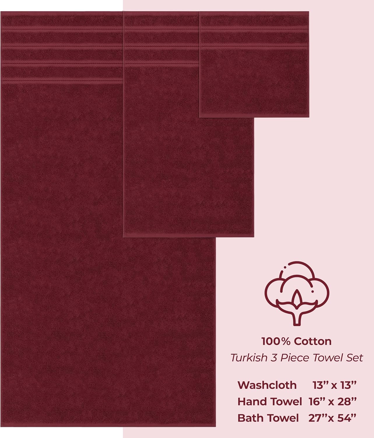 American Soft Linen Luxury 6 Piece Towel Set, 2 Bath Towels 2 Hand Towels 2 Washcloths, 100% Cotton Turkish Towels for Bathroom, Light Grey Towel Sets