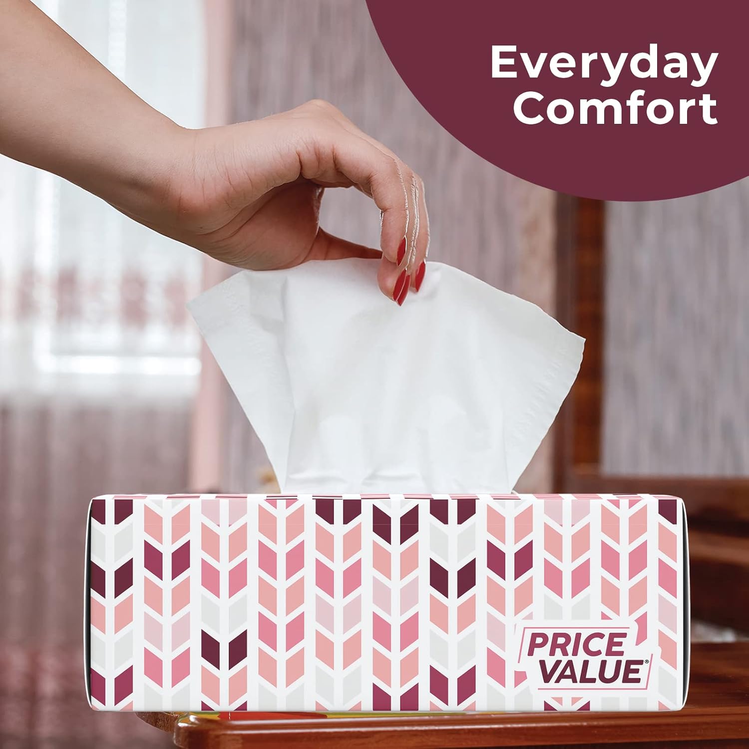 Premium Facial Tissues 230 Sheets Per Box 8 Boxes. Soft Gentle and Durable in A Stylish Box - 1,840 Sheets