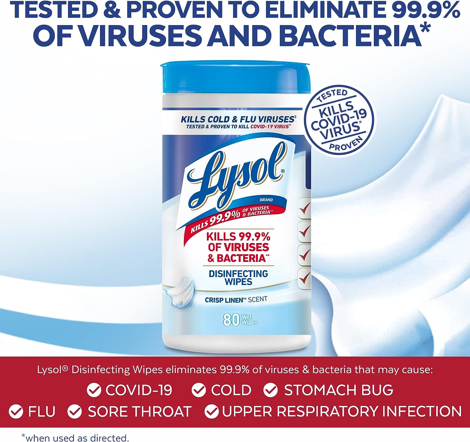 Lysol Disinfectant Wipes Bundle, Multi-Surface Antibacterial Cleaning Wipes, For Disinfecting & Cleaning, contains x2 Lemon & Lim Blossom (80ct) x1 Crisp Linen (80 Ct) & x1 Mango & Hibiscus (80 Ct)