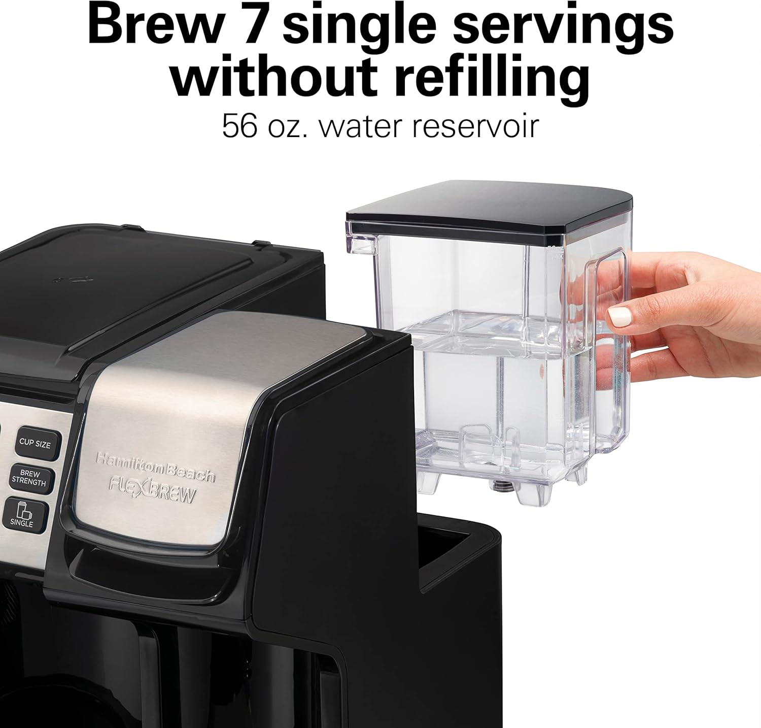 Hamilton Beach FlexBrew Trio 2-Way Coffee Maker, Compatible with K-Cup Pods or Grounds, Combo, Single Serve & Full 12c Pot, Black - Fast Brewing (49902)