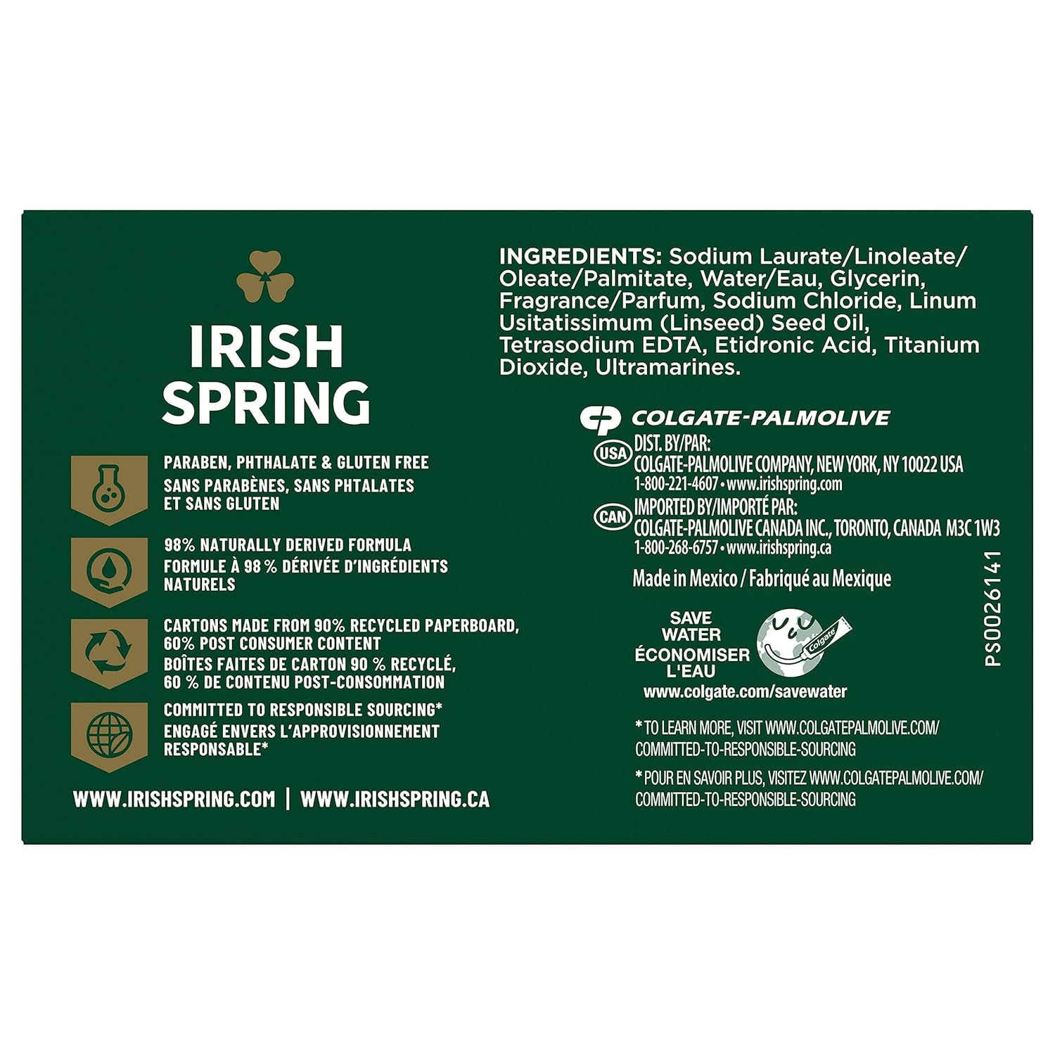 Irish Spring Bar Soap for Men, Original Clean, Smell Fresh and Clean for 12 Hours, Men Soap Bars for Washing Hands and Body, Mild for Skin, Recyclable Carton, 3.7 Ounce - 3 Count (Pack of 8)