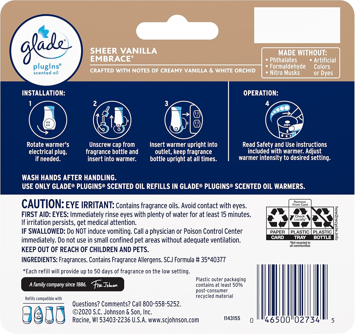 Glade PlugIns Refills Air Freshener, Scented and Essential Oils for Home and Bathroom, Apple Cinnamon, 3.35 Fl Oz, 5 Count