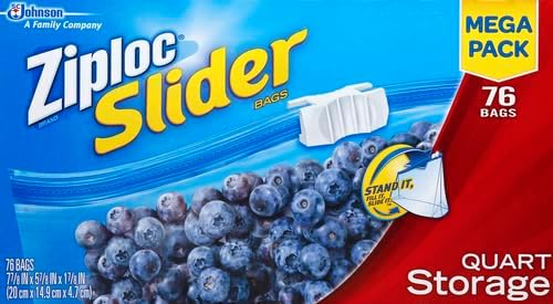 Ziploc Quart Food Storage Slider Bags, Power Shield Technology for More Durability, 42 Count
