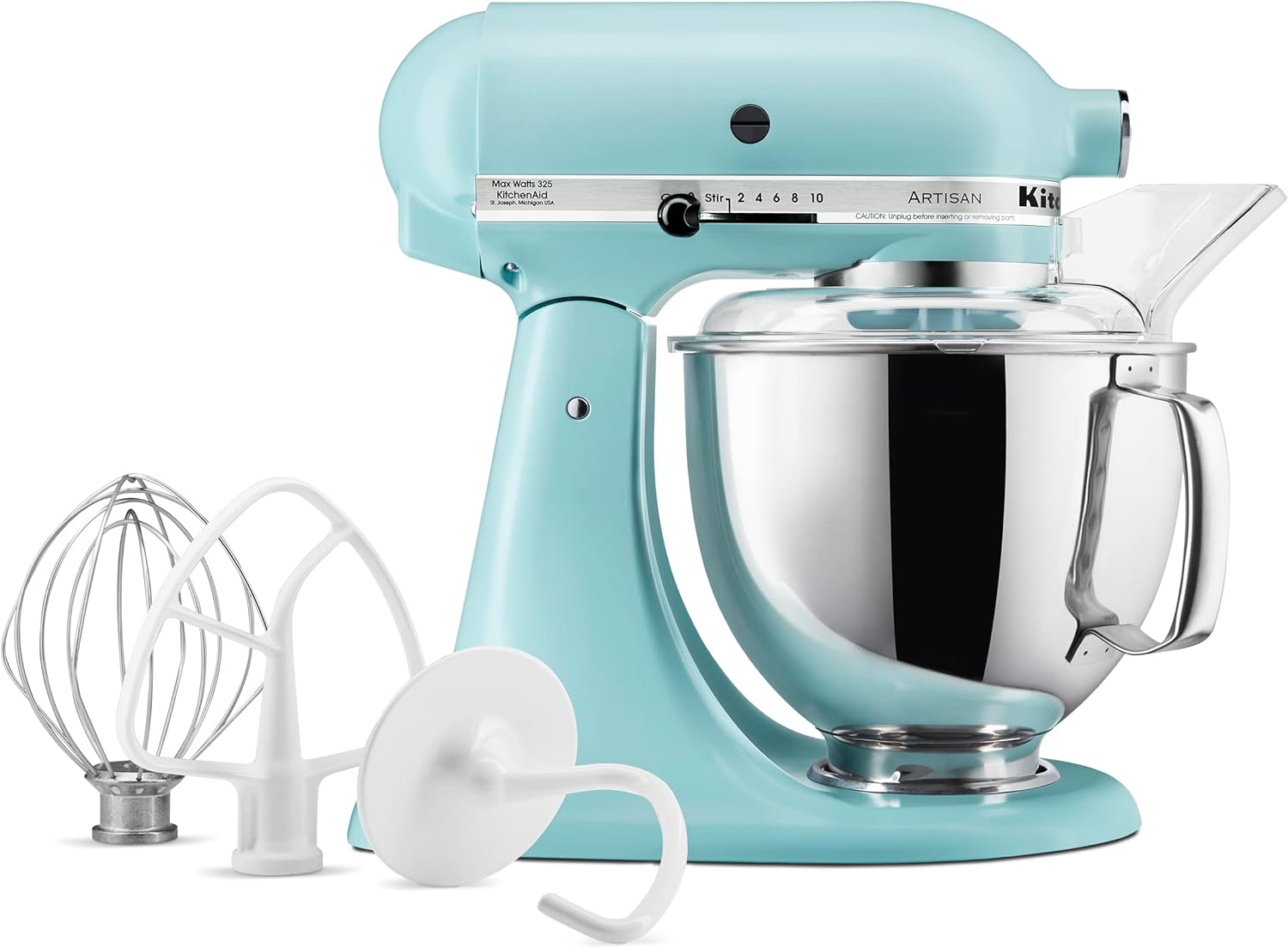 KitchenAid Artisan Series 5 Quart Tilt Head Stand Mixer with Pouring Shield KSM150PS, Removable bowl, Aqua Sky