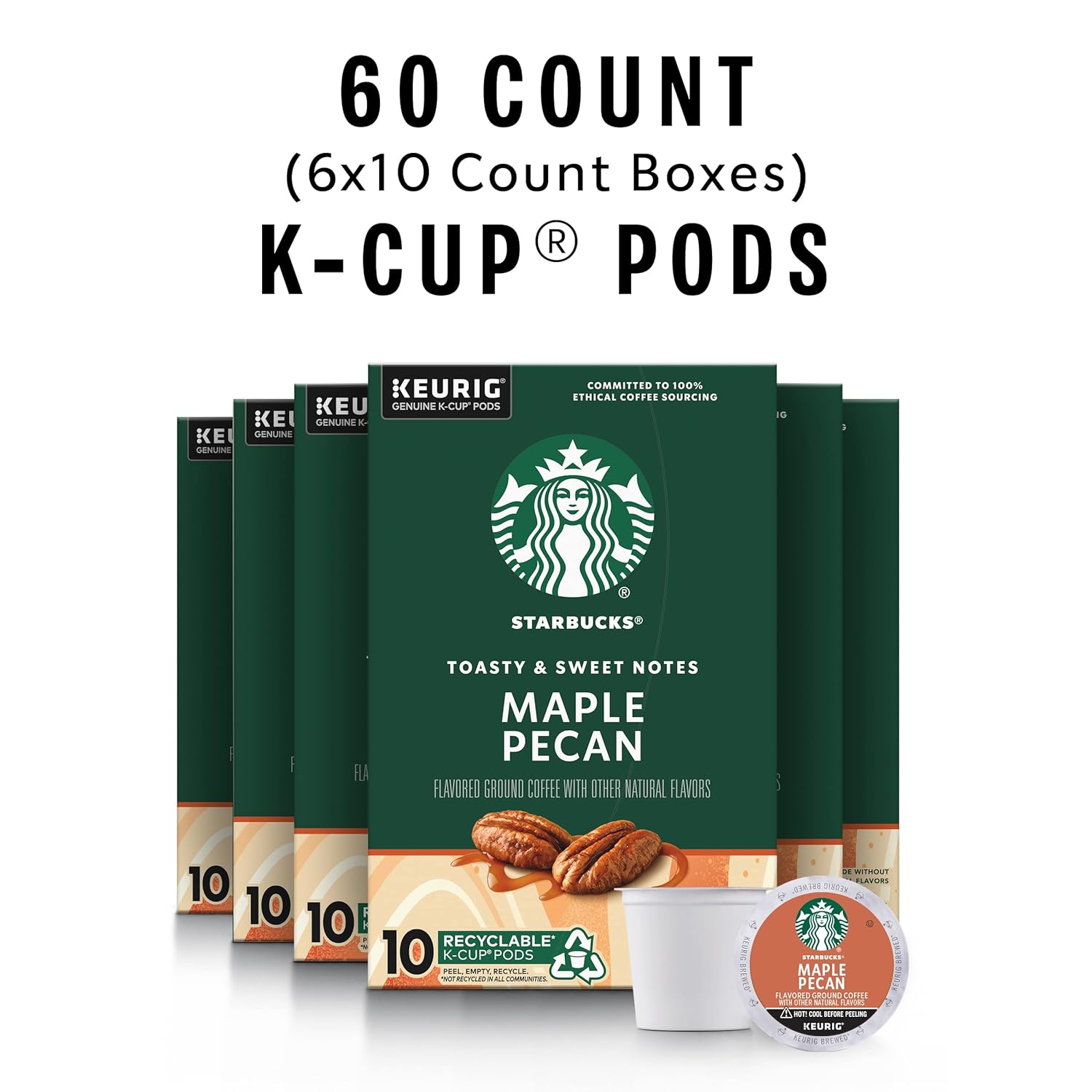 Starbucks K-Cup Coffee Pods, Starbucks Blonde Roast Coffee, Veranda Blend for Keurig Brewers, 100% Arabica, 6 boxes (60 pods total)