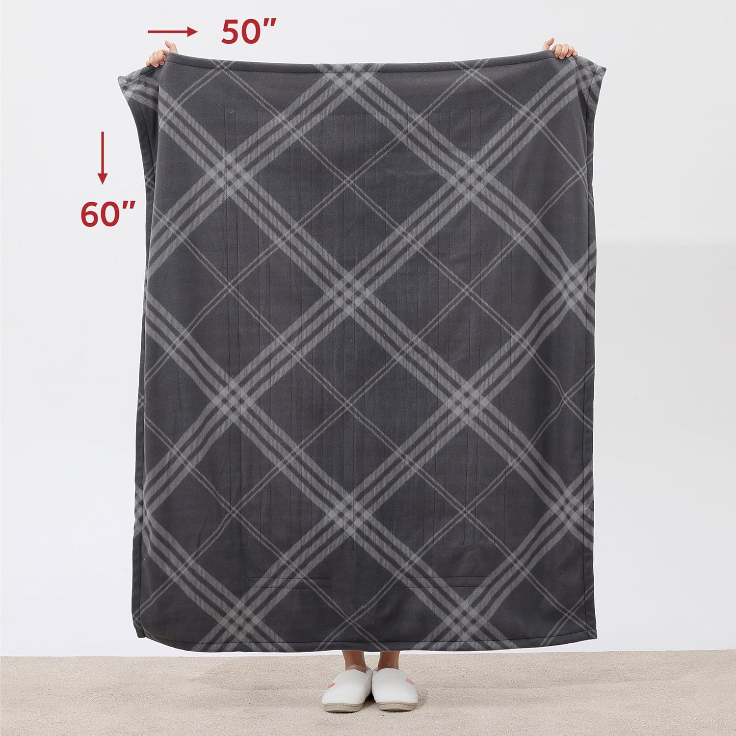 Sunbeam Royal Ultra Rodeen Blue Plaid Heated Personal Throw / Blanket, Cozy-Warm, Adjustable Heat Settings