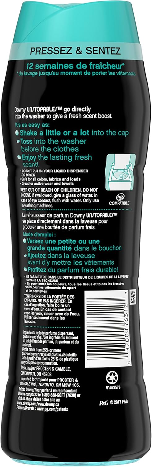Downy Unstopables In Wash Scent Booster Beads, Fresh Scent, 24 oz, Downy Scent Booster Beads, Unstoppable Laundry Beads, Odor Protection