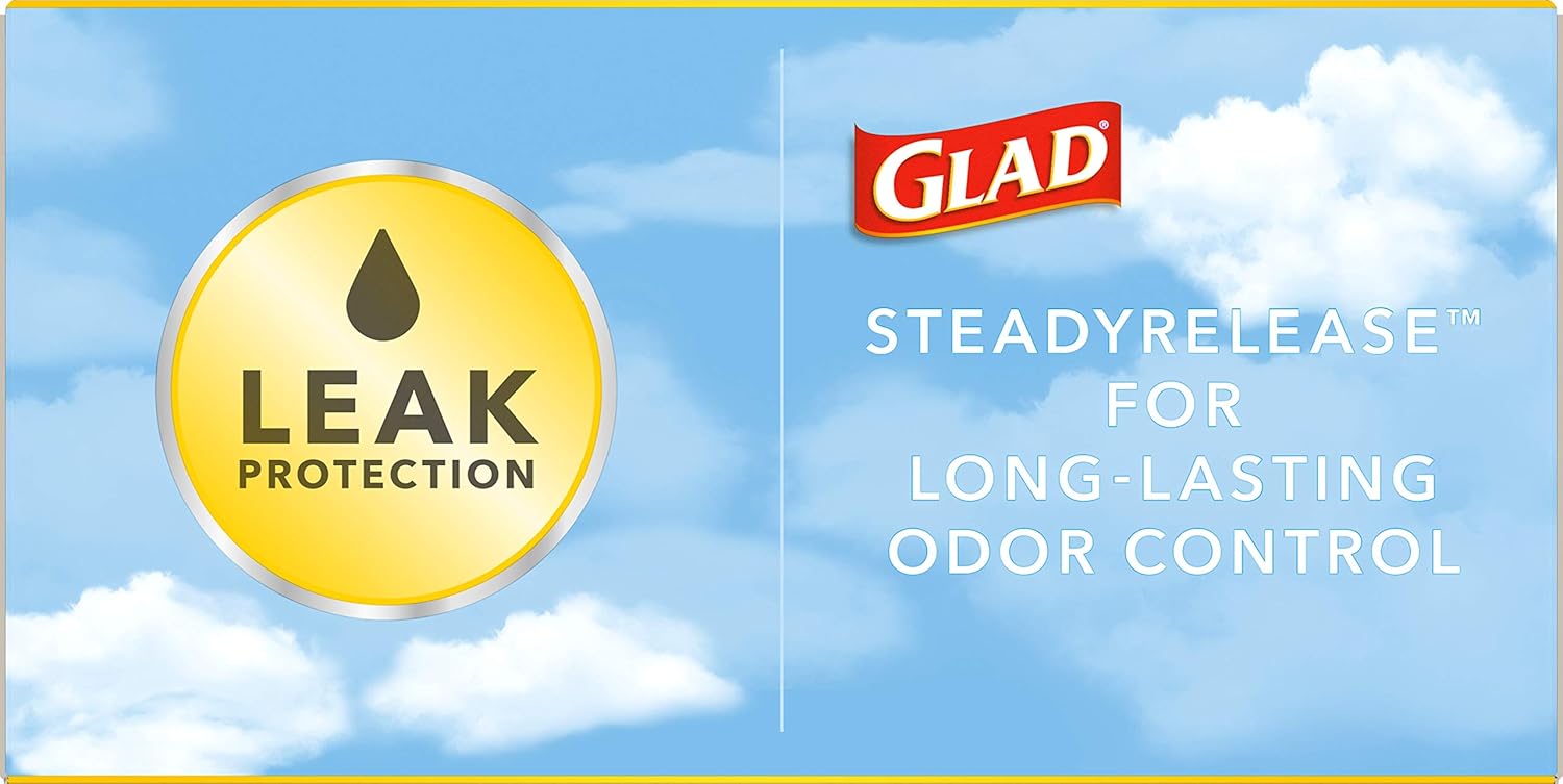 Glad Tall Kitchen Drawstring Trash Bags - Odorshield 13 Gallon White Trash Bag, Febreze Fresh Clean, 110 Count