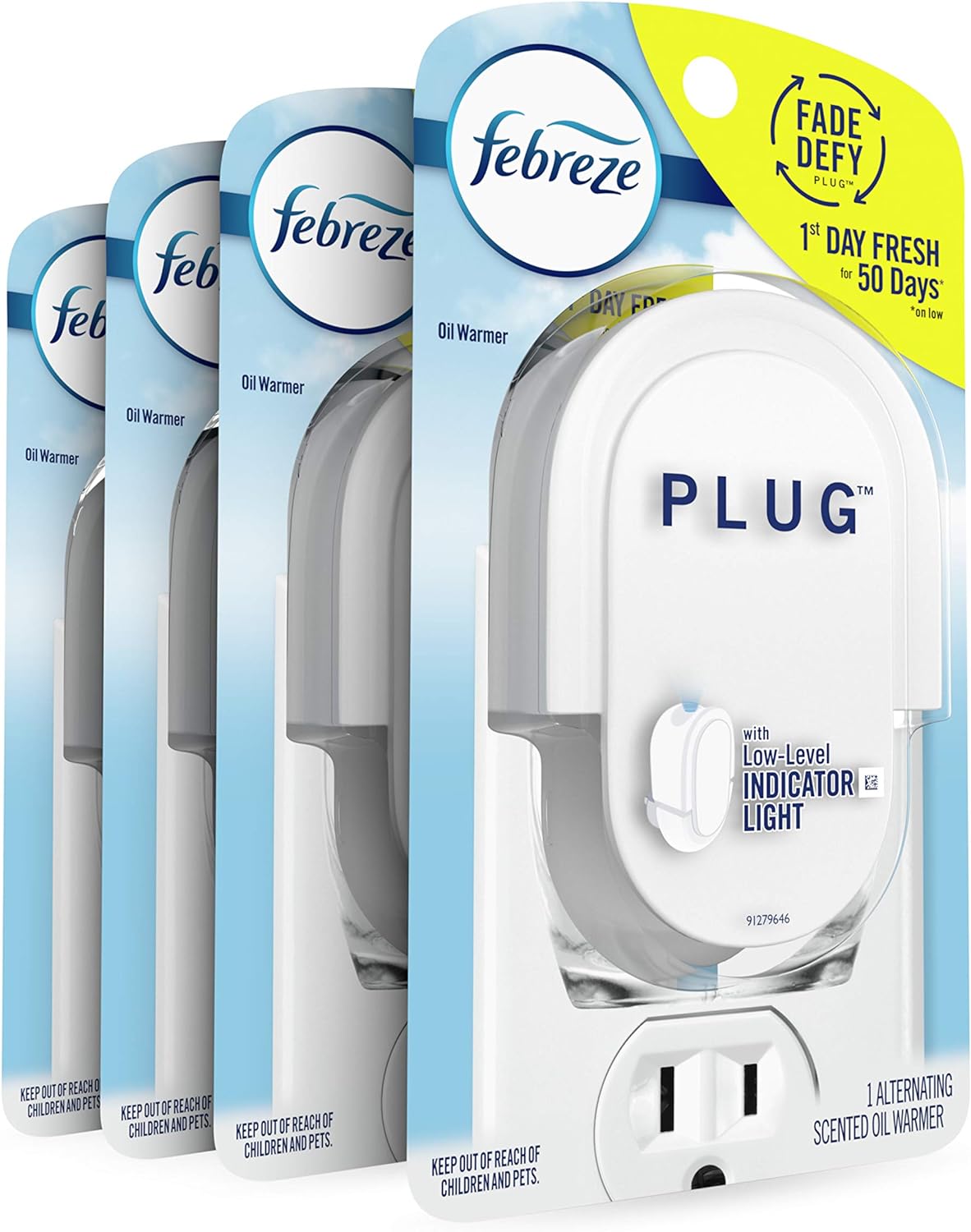 Febreze Plug in Air Fresheners for Home, Air Freshener Plug in, Wall Diffuser, Ocean Scent, Odor Fighter for Strong Odors, 1 Warmer + 2 Oil Refills