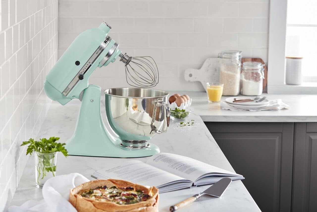 KitchenAid Artisan Series 5 Quart Tilt Head Stand Mixer with Pouring Shield KSM150PS, Removable bowl, Aqua Sky