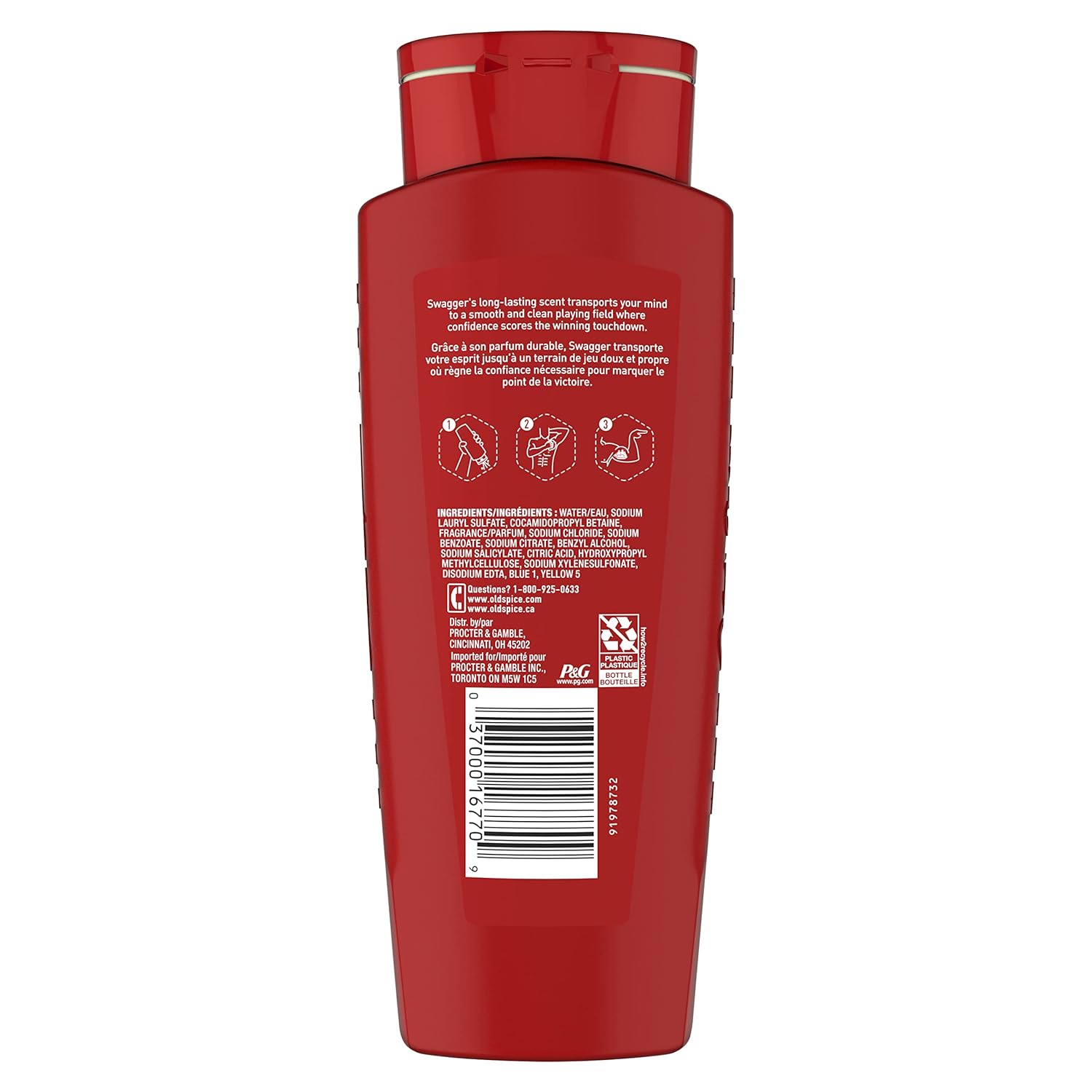 Old Spice Body Wash for Men, 24/7 Shower Fresh with Lasting Scent, Red Collection, Swagger with Cedarwood Scent, 24 fl oz (Pack of 2)