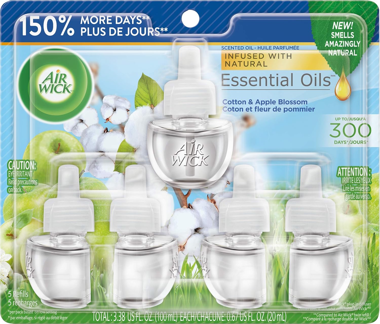 Air Wick Plug in Scented Oil Refill, 5 ct, Sandalwood , Air Freshener, Essential Oils