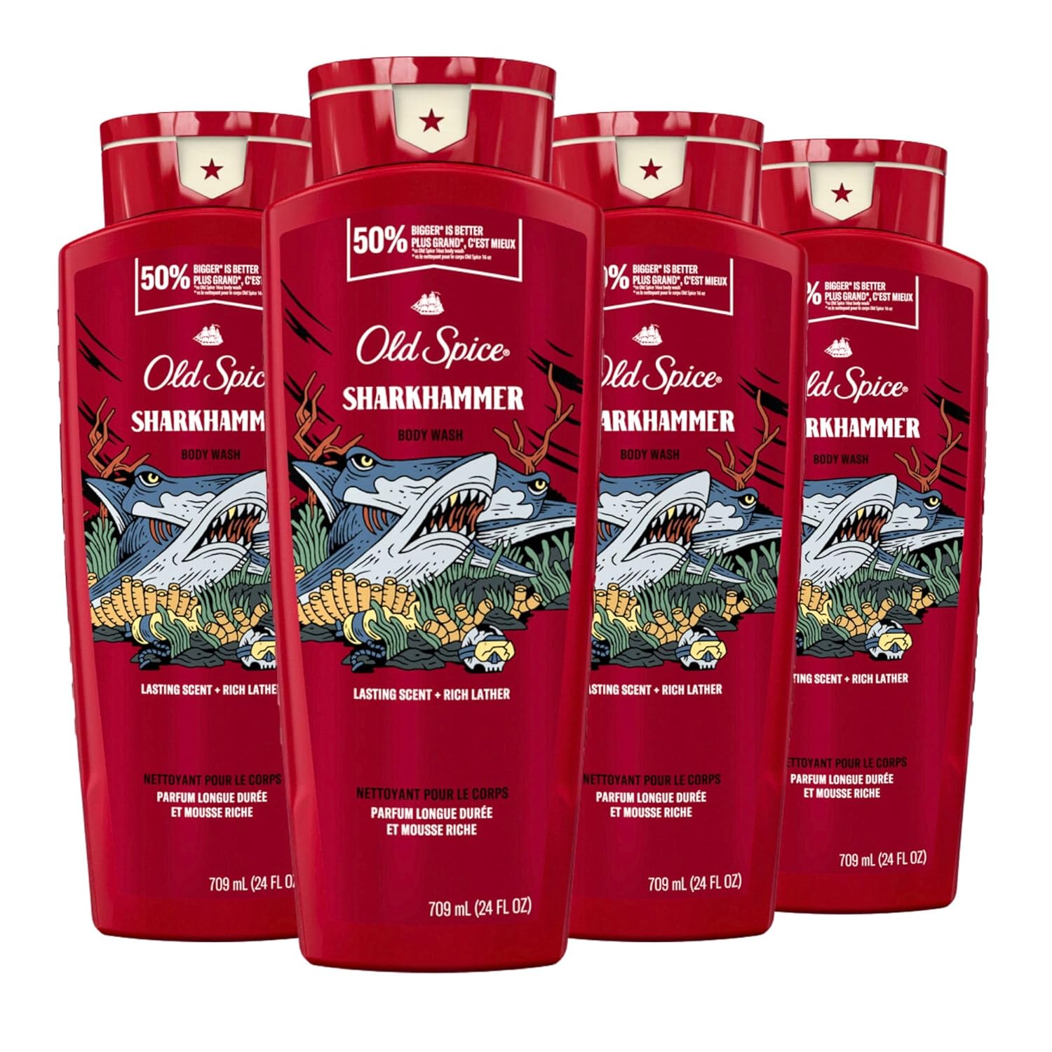 Old Spice Body Wash for Men, 24/7 Shower Fresh with Lasting Scent, Red Collection, Swagger with Cedarwood Scent, 24 fl oz (Pack of 2)