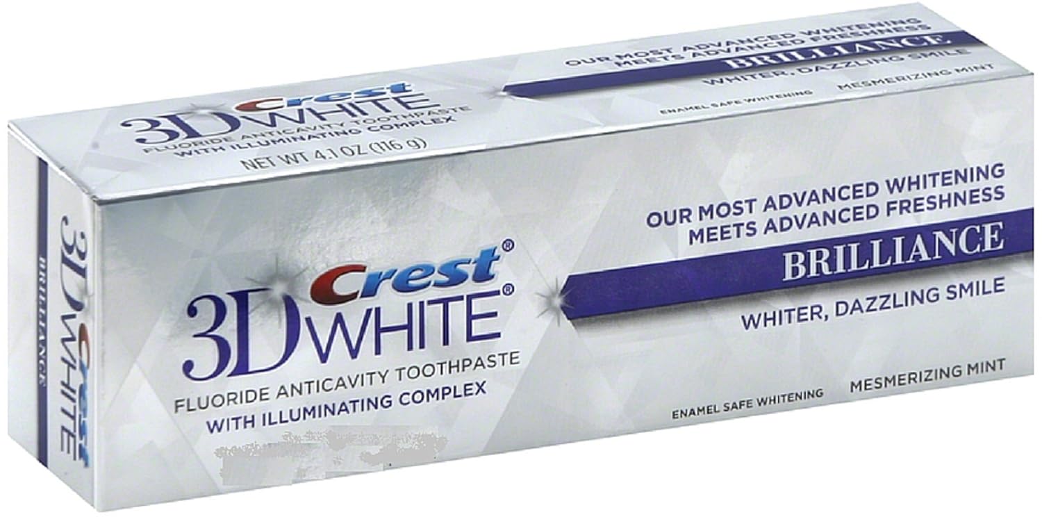 Crest 3D White Advanced Luminous Mint Teeth Whitening Toothpaste, 3.7 oz Pack of 4 - Helps Remove Surface Stains, Whitens Teeth, Strengthens Tooth Enamel, Protects Against Cavities