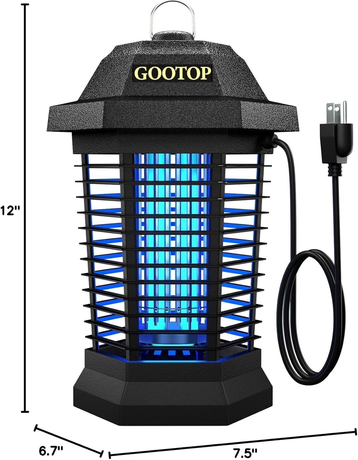 GOOTOP Bug Zapper Outdoor, Mosquito Zapper Outdoor, Electric Fly Zapper,Fly Traps, Mosquito Killer, 3 Prong Plug,Flying Insects Zapper Outdoor 90-130V, ABS Plastic Outer (Black)