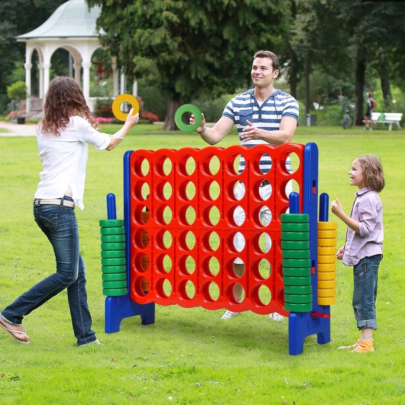 4-to-Score Giant Game Set with 42 Jumbo Rings & Quick-Release Slider
