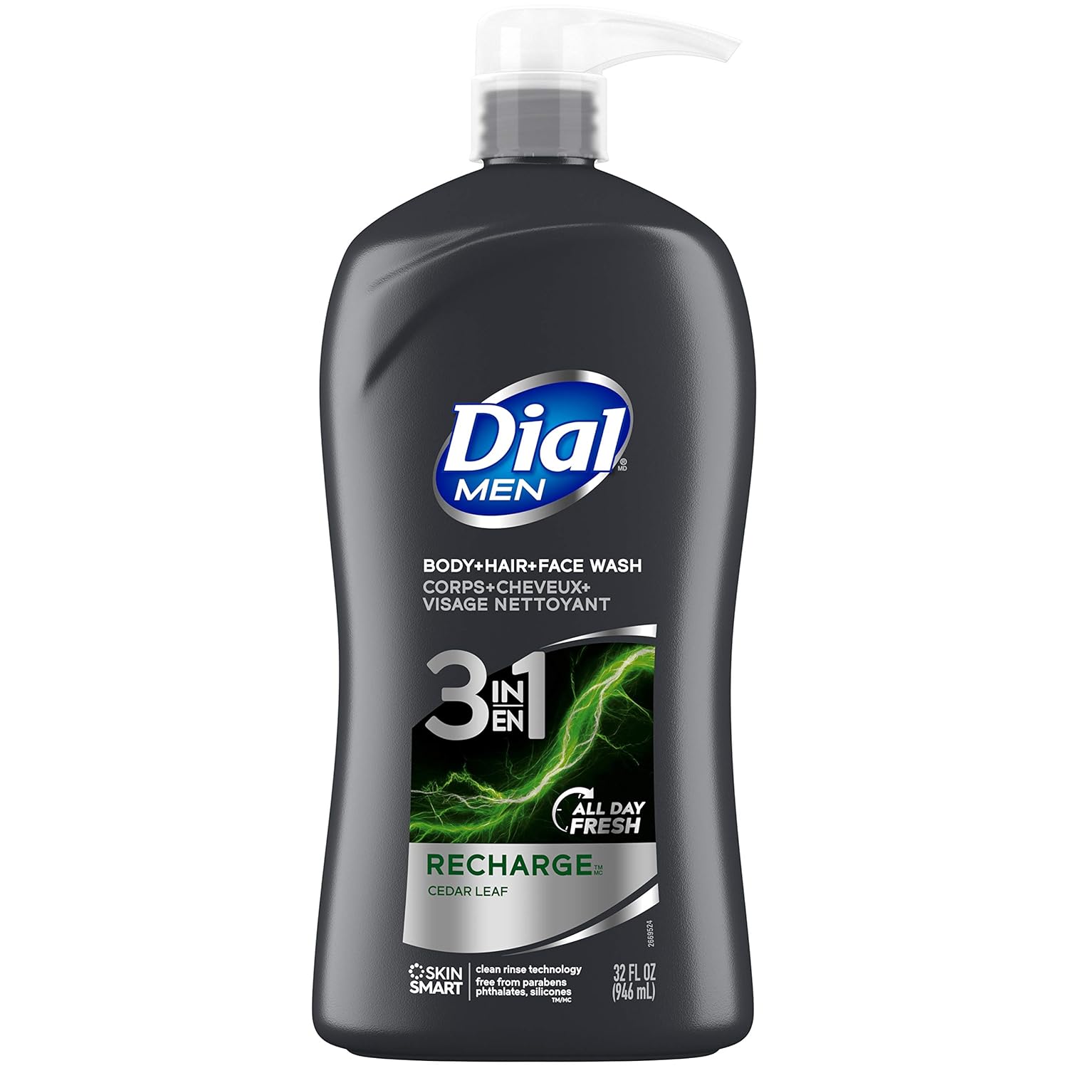 Dial Men 3in1 Body, Hair and Face Wash, Ultimate Clean, 32 Fl Oz