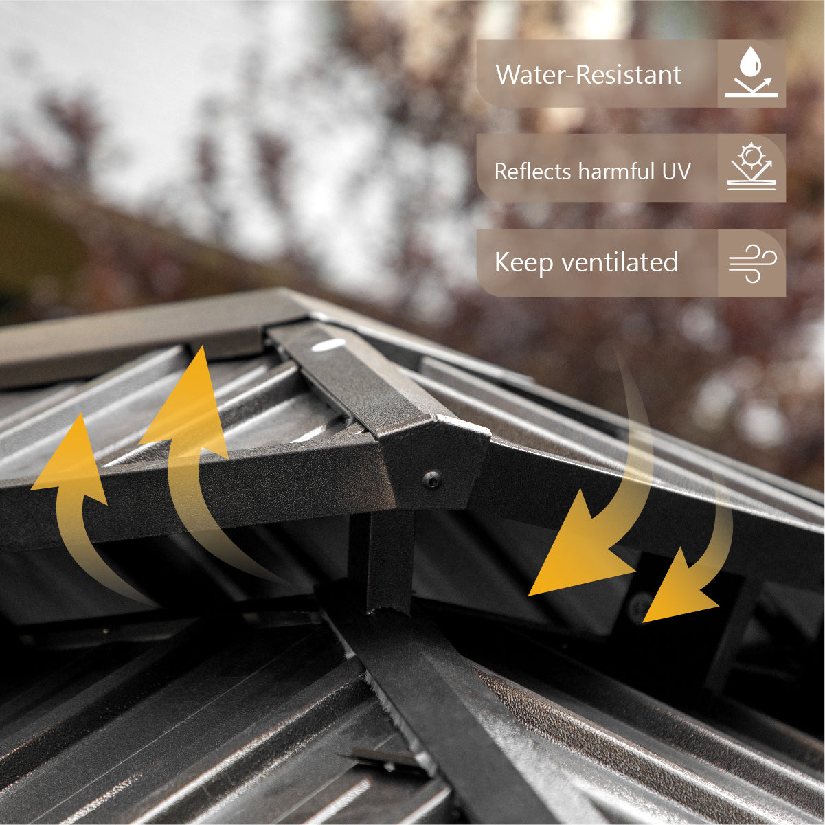 10' X 12' Outdoor Hardtop Gazebo Double Roof Canopy with Curtains and Netting