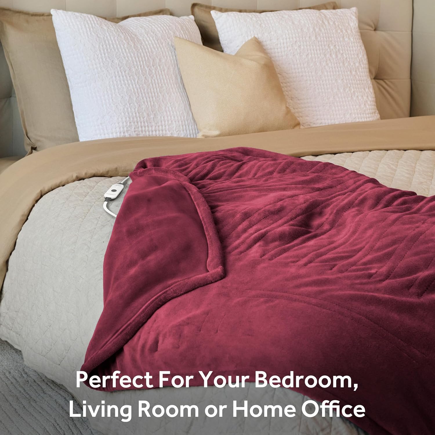 Sunbeam Royal Ultra Rodeen Blue Plaid Heated Personal Throw / Blanket, Cozy-Warm, Adjustable Heat Settings